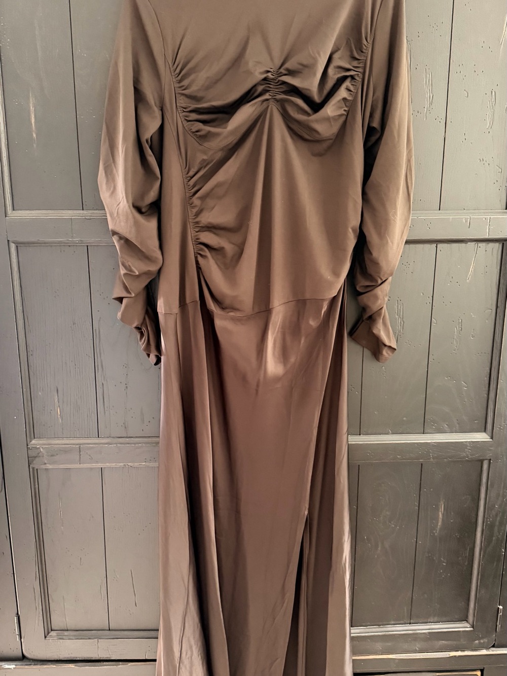 NWOT Banana Republic Brown Ruched Long Sleeve Maxi Dress